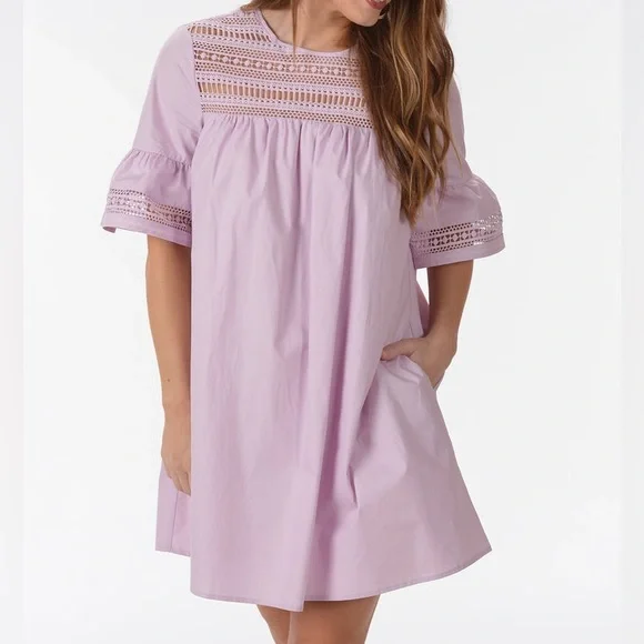 chinese dress ladies English Factory Women's Lace Trimmed Shirt Mini Dress main image 0